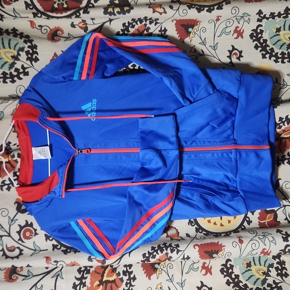 adidas Tops - Adidas Retro Arcade Stripe Full Zip Hoodie Track Jacket Athleisure Woman Medium
